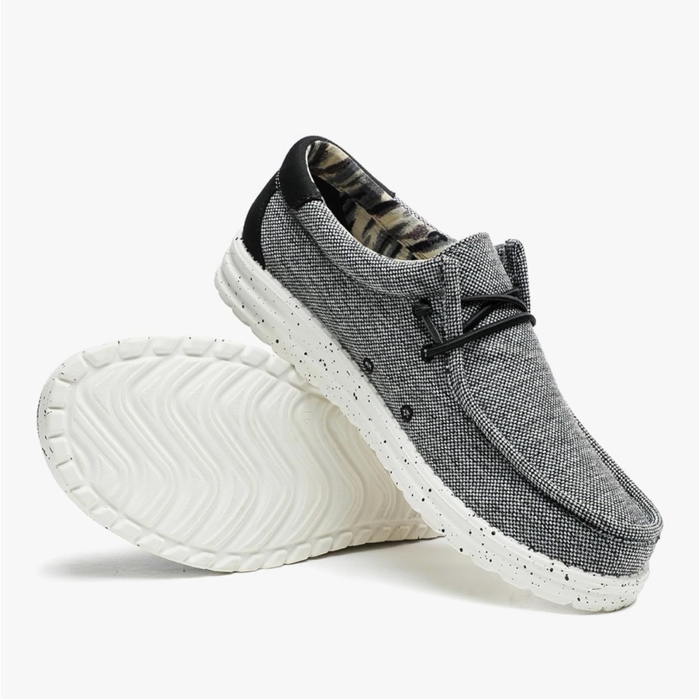 Men’s Gray Canvas Lace Up Casual Shoes Machine Washable Size 7 New in Box